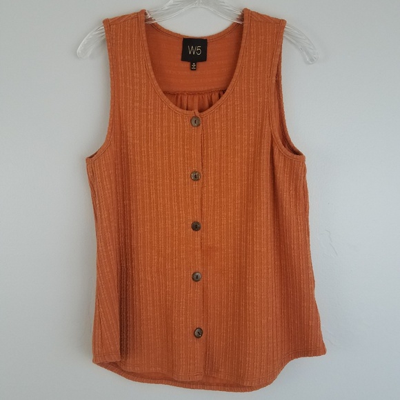 Anthropologie Tops - Anthropologie W5 burn orange button up tank M K22